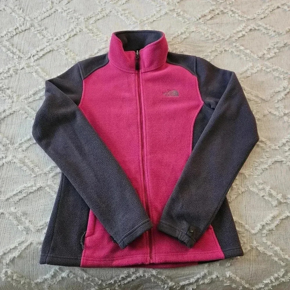 The North Face Zip Up Flashdry Fleece Jacket Women's Small Pink and Grey - Picture 1 of 8
